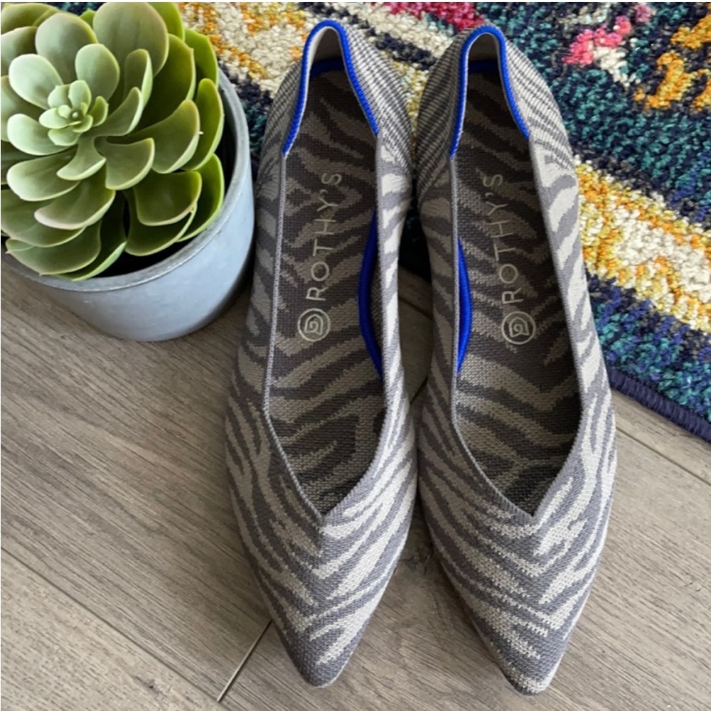Rothys Zebra Gray Size 9.5 Flat Pointed Woman’s S… - image 3